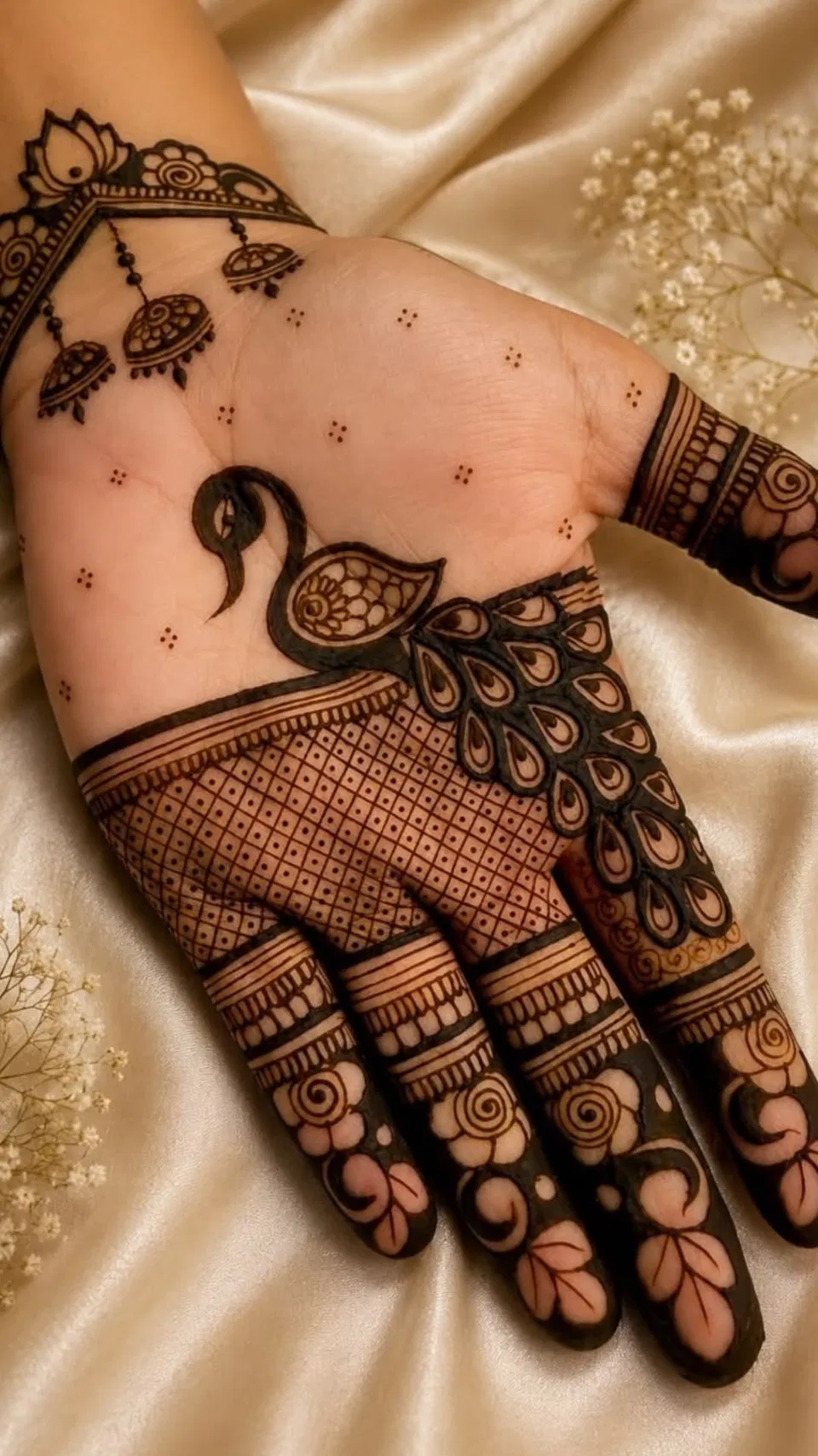 Indian Royal Back Hand Mehndi Design with Peacock