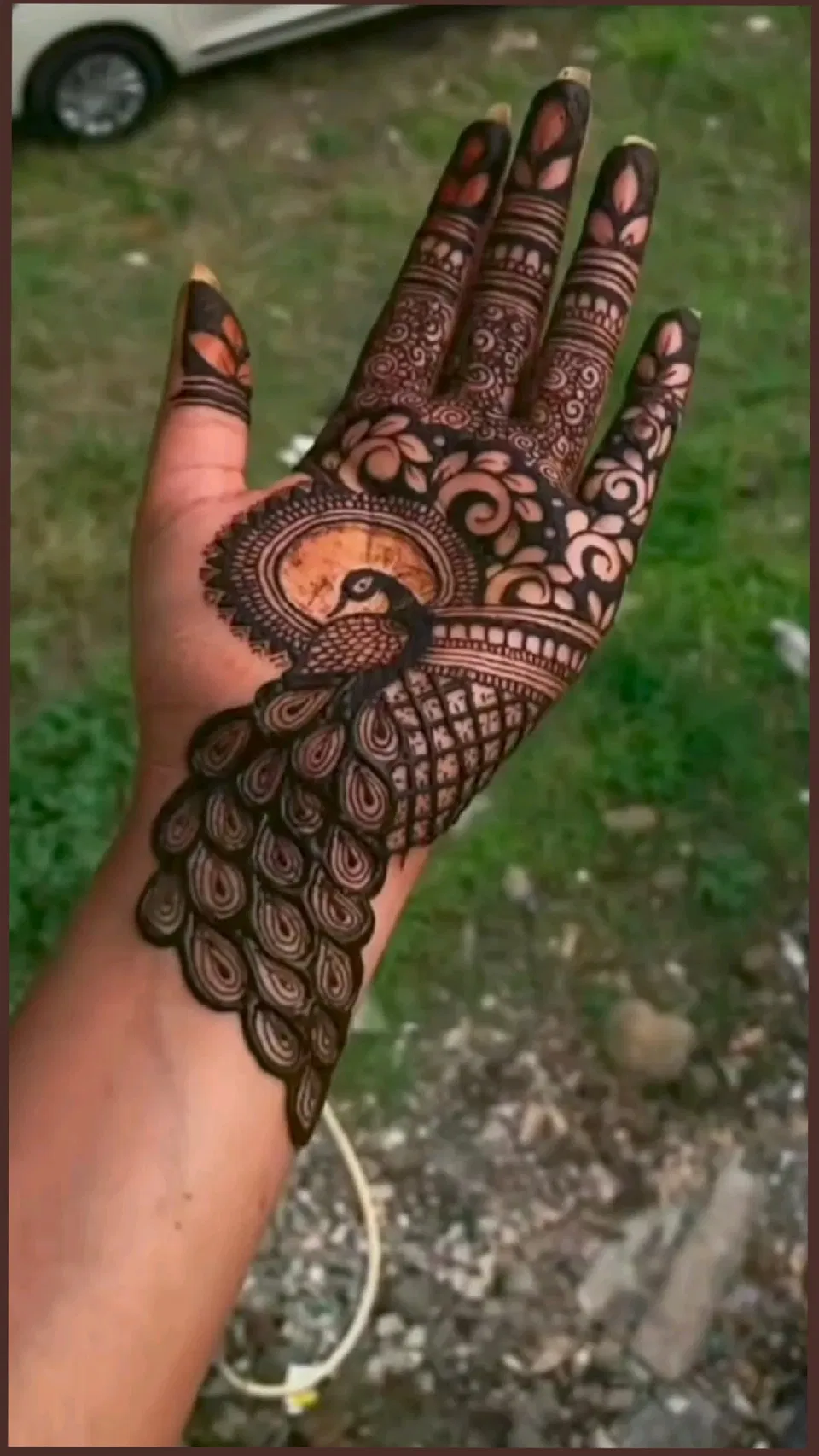 Bridal Stylish Front Hand Mehndi Design with Peacock