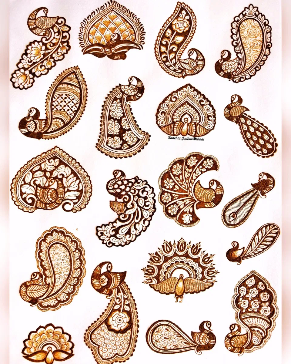 Royal Back Hand Mehndi Design with Moon and Peacock