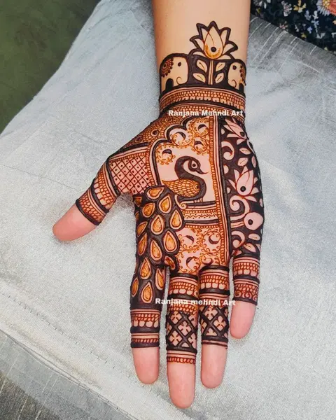 bridal indian figure front hand mehndi design
