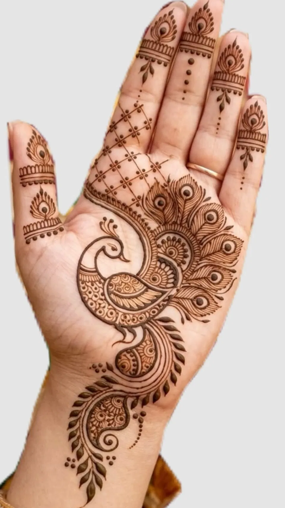 Simple Back Hand Mehndi Design with Peacock