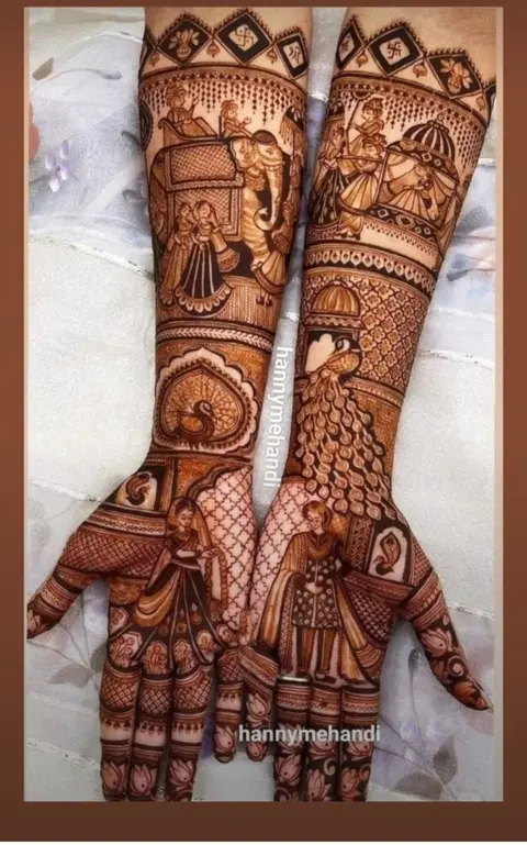 bridal stylish figure front hand mehndi design