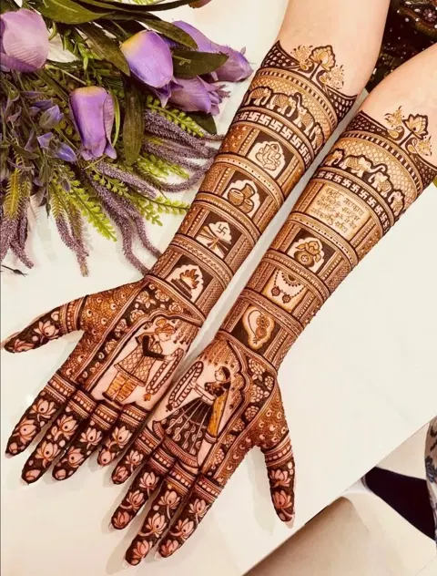 bridal stylish figure back hand mehndi design