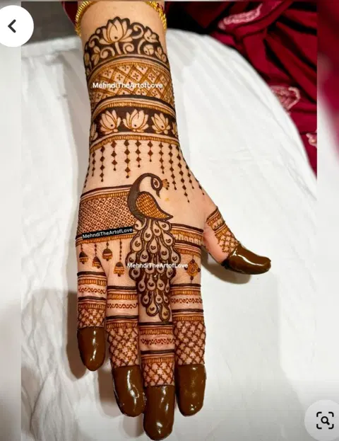 bridal indian figure back hand mehndi design