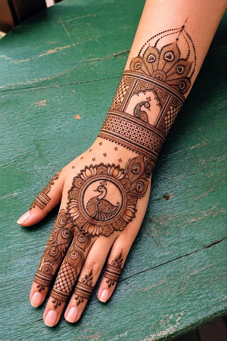 Bridal Simple Foot Mehndi Design with Flowers and Peacock