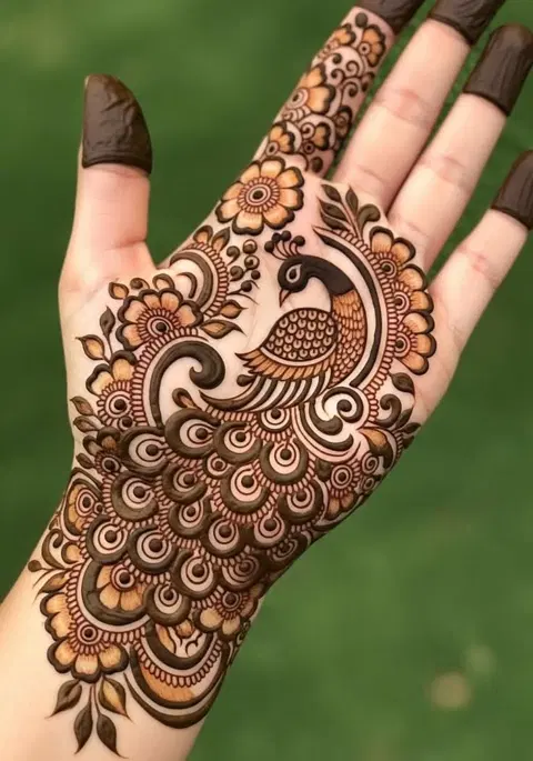 royal simple lotus front hand mehndi design