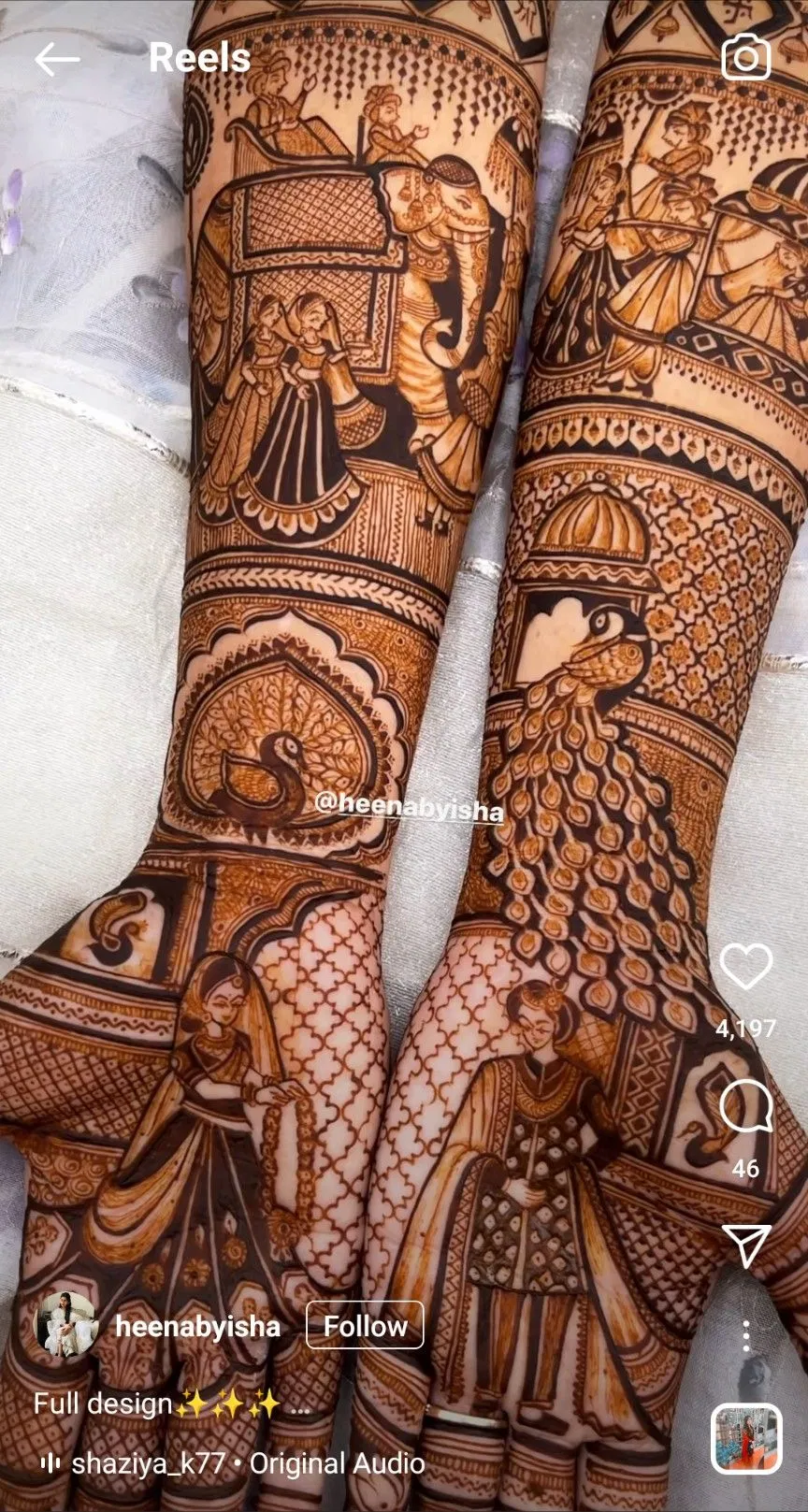 Bridal Stylish Full Hand Mehndi Design with Deity, Figures and Peacock
