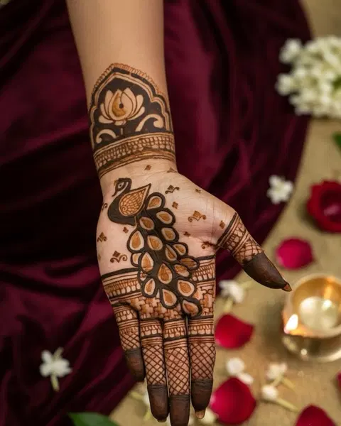 arabic bridal circle front hand mehndi design