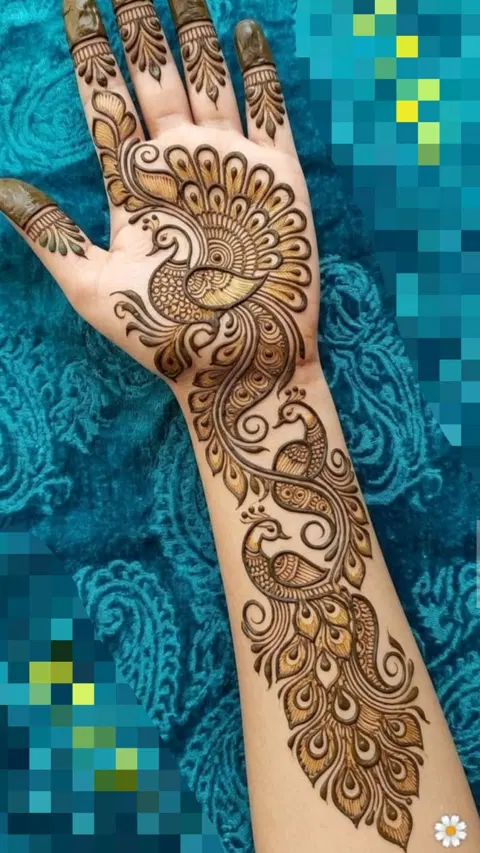 arabic indian peacock front hand mehndi design