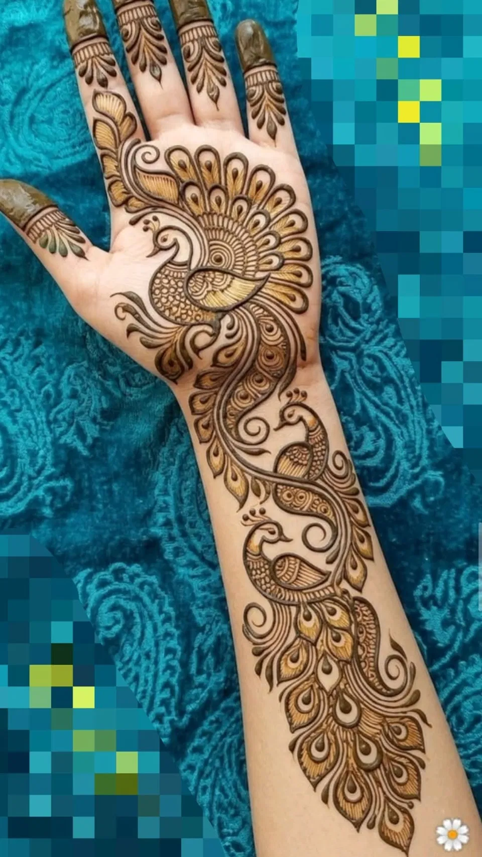 Arabic Indian Front Hand Mehndi Design with Peacock