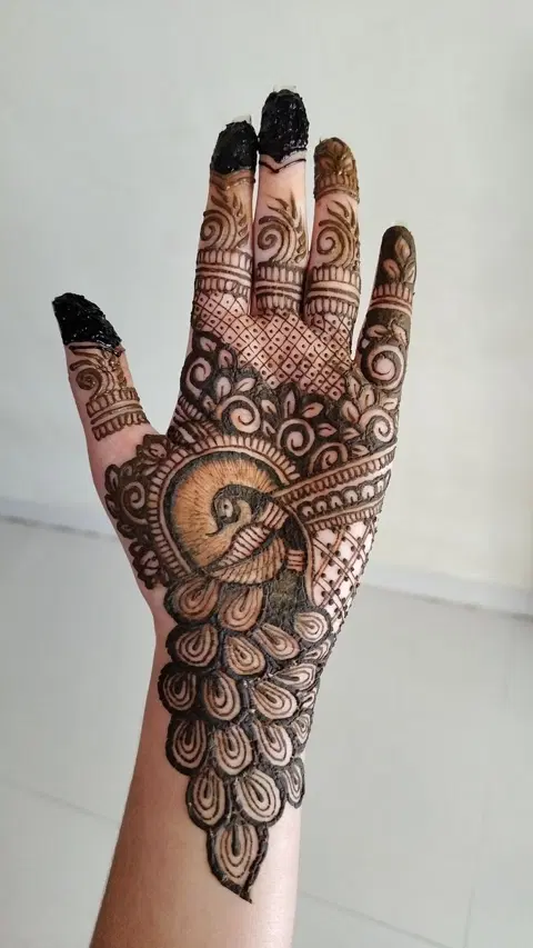 bridal stylish figure front hand mehndi design