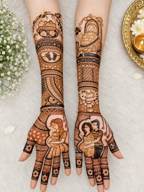 figure full hand mehndi design