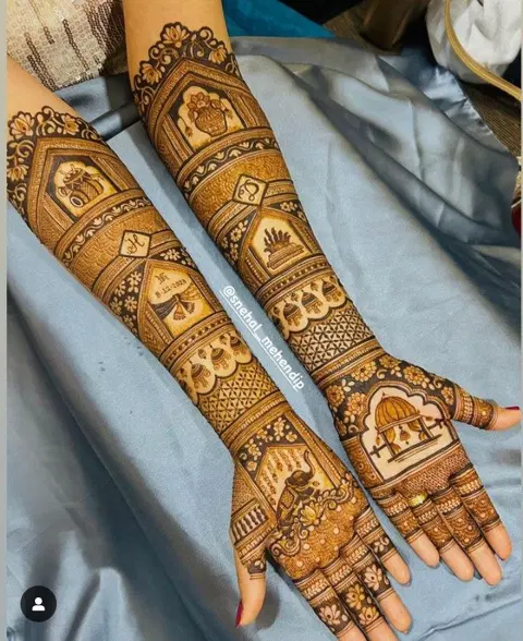 bridal simple figure front hand mehndi design