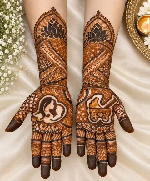 bridal figure front hand mehndi design