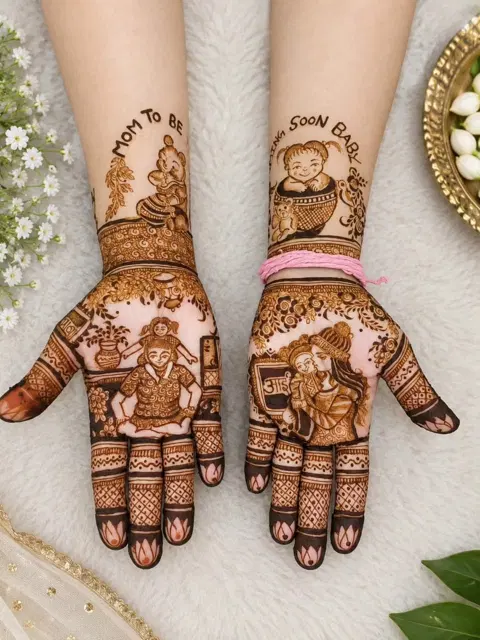 deity front hand mehndi design