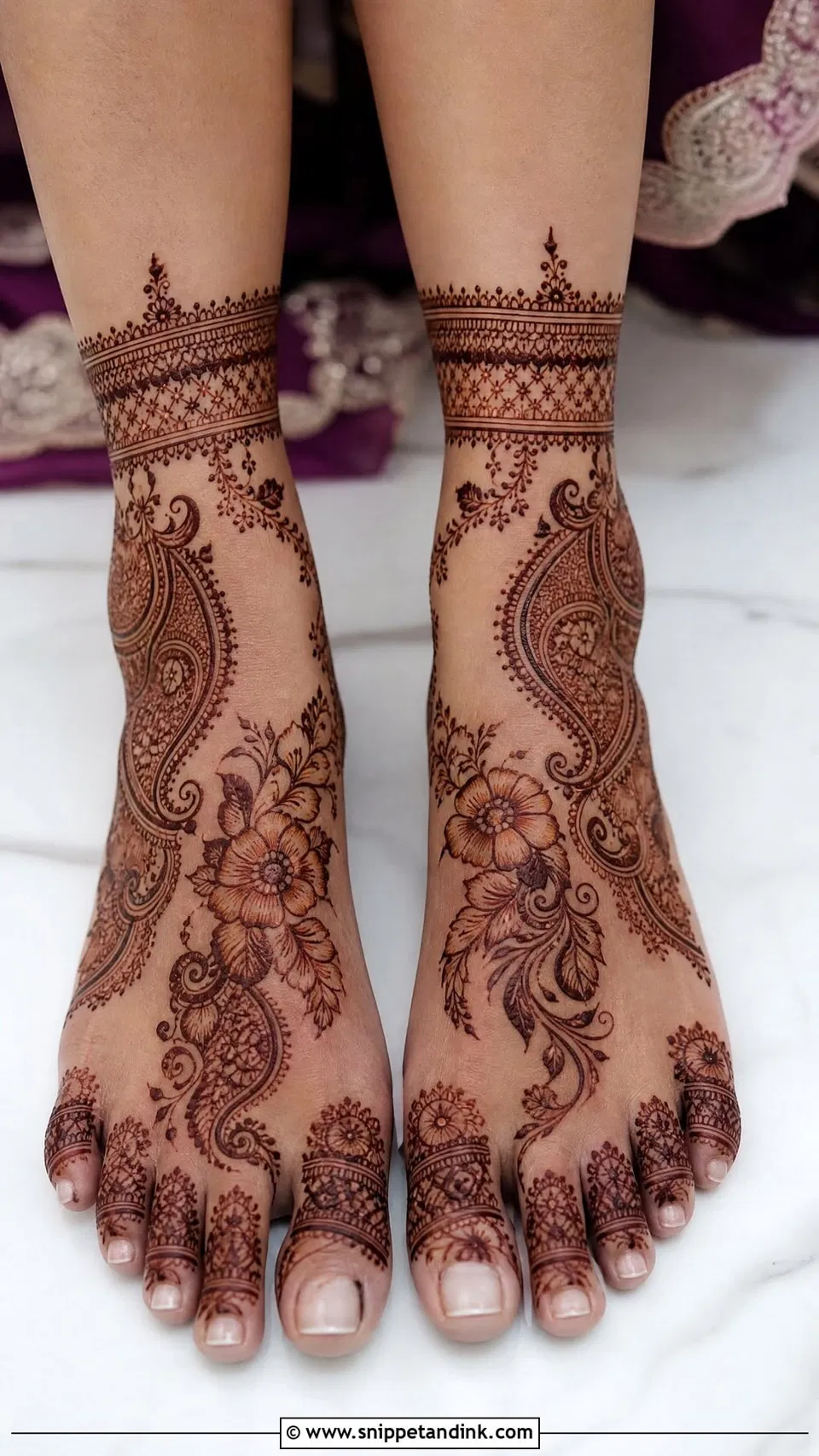 Bridal Indian Foot Mehndi Design with Jaal