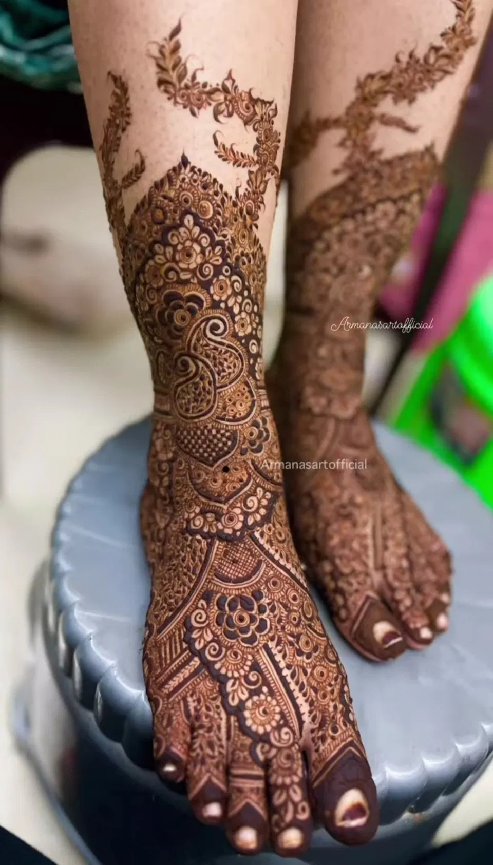 Bridal Indian Back Hand Mehndi Design with Figures and Peacock (7)