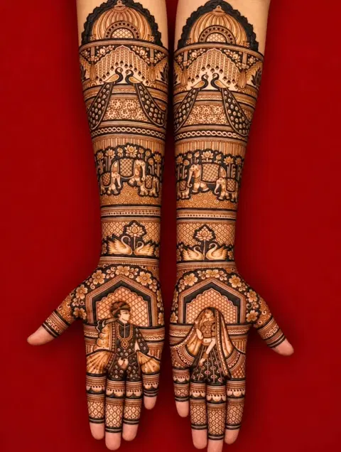 bridal figure back hand mehndi design