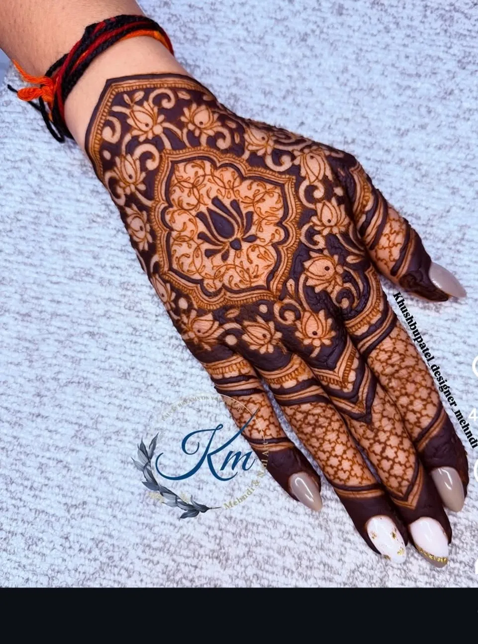 Aesthetic Bridal Back Hand Mehndi Design with Lotus