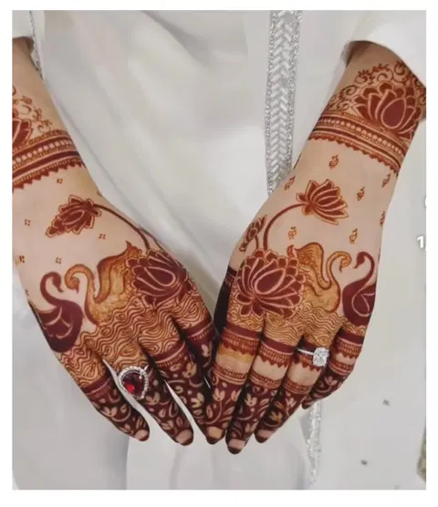 aesthetic bridal heart back hand mehndi design