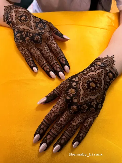 bridal indian jaal back hand mehndi design