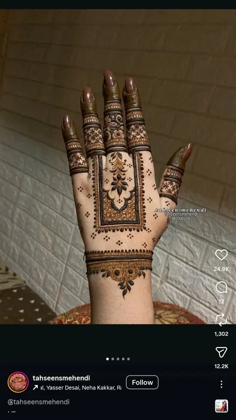 aesthetic royal back hand mehndi design