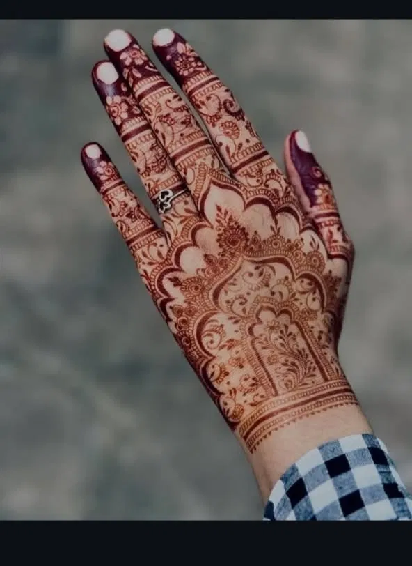 Aesthetic Royal Back Hand Mehndi Design (12)