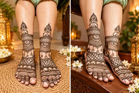 bridal figure foot mehndi design