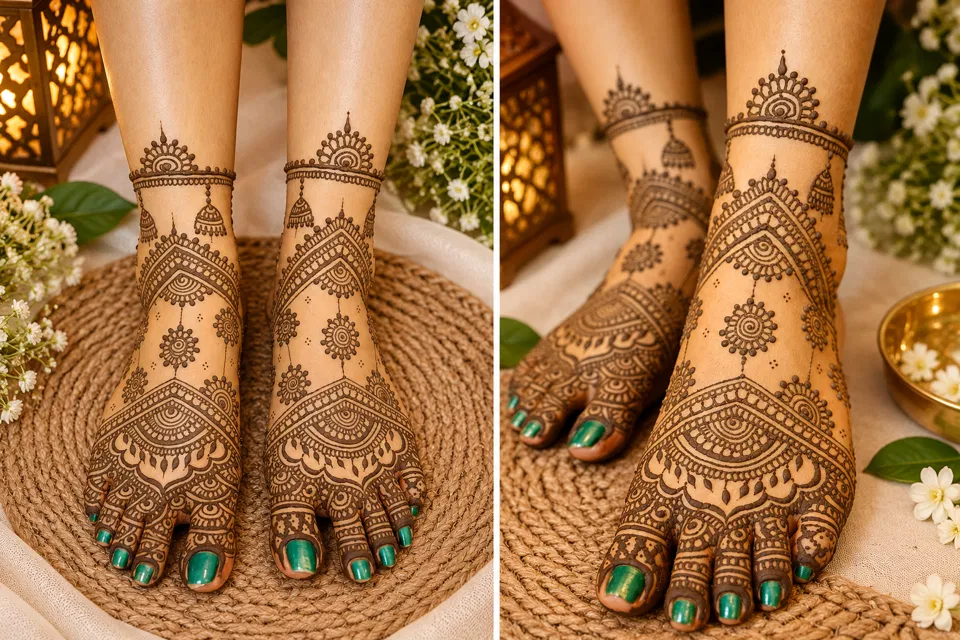 Bridal Back Hand Mehndi Design with Figures