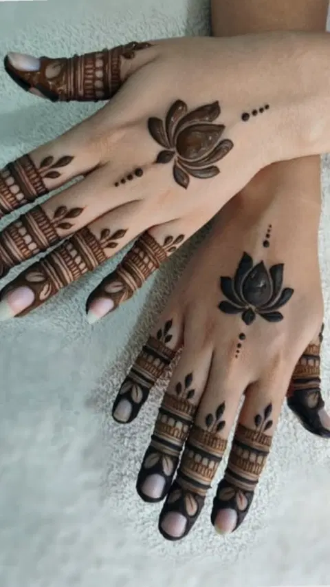 aesthetic arabic flower back hand mehndi design