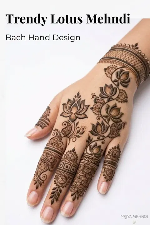 aesthetic simple flower back hand mehndi design