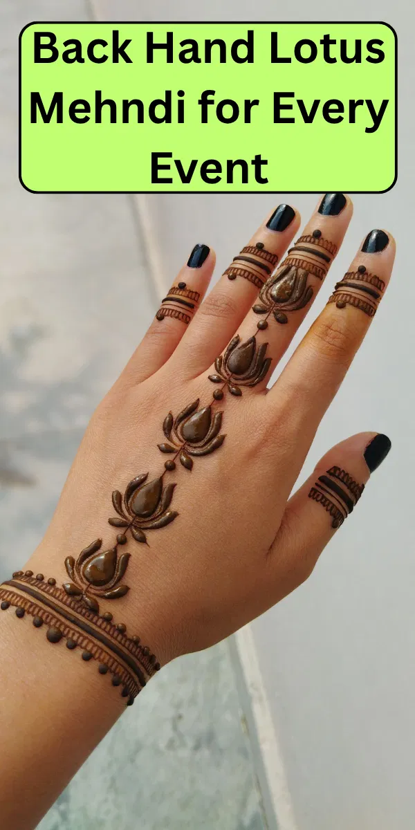 Aesthetic Arabic Back Hand Mehndi Design with Flowers, Jaal and Lotus (2)