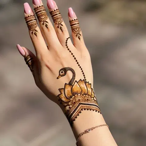 aesthetic minimal flower back hand mehndi design