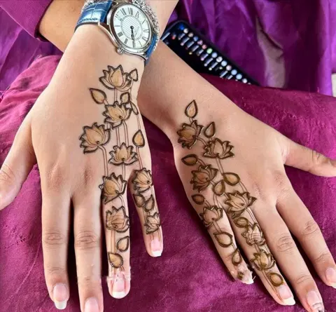 arabic simple flower back hand mehndi design