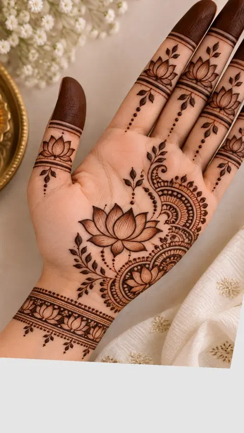 aesthetic simple flower back hand mehndi design