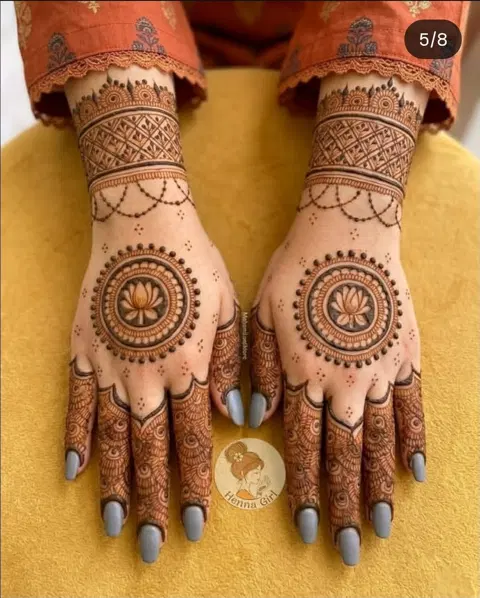 bridal stylish circle back hand mehndi design