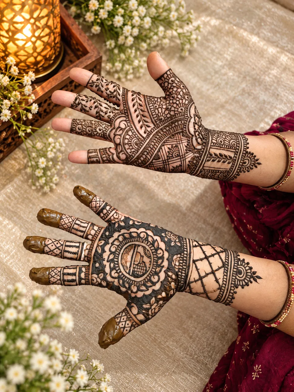 Front Hand Mehndi Design with Jaal