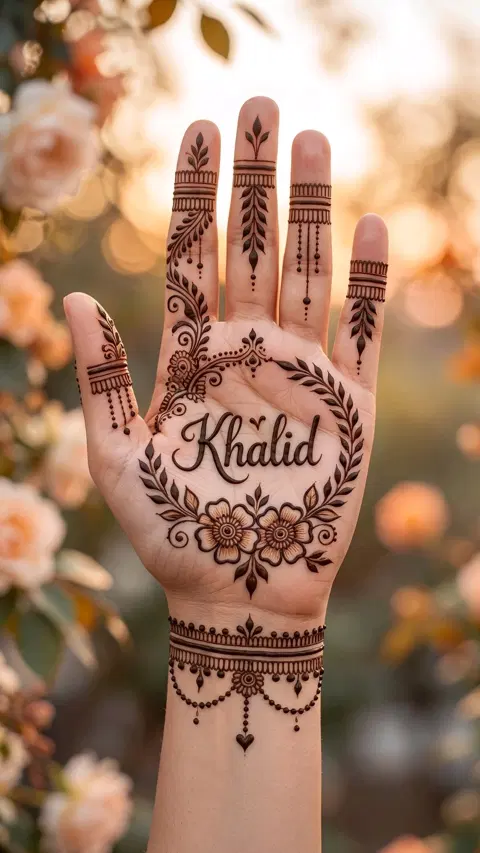 arabic bridal circle back hand mehndi design