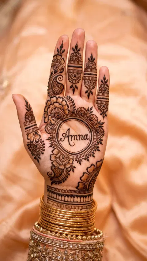 arabic bridal circle back hand mehndi design