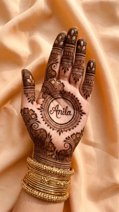 arabic bridal circle back hand mehndi design