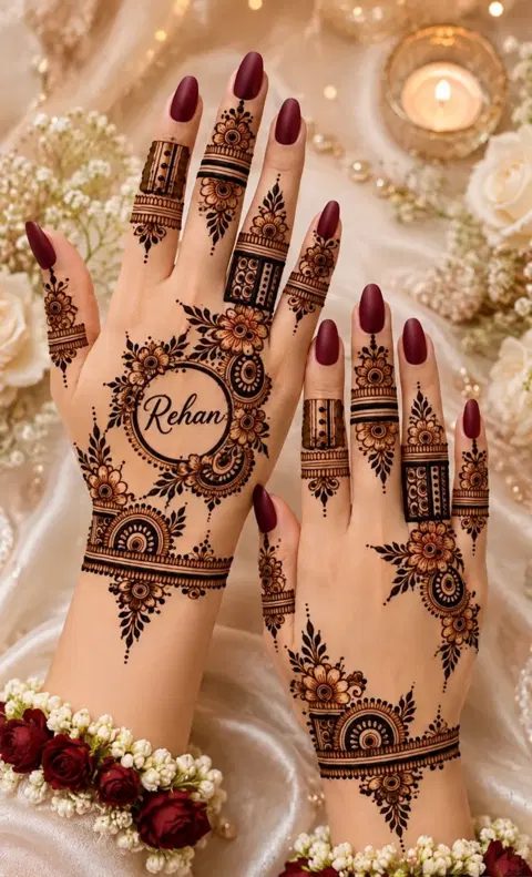 arabic bridal circle finger mehndi design