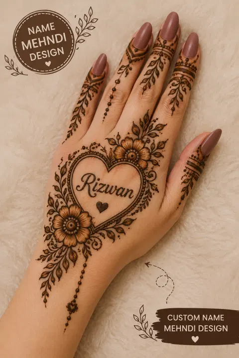 arabic indian heart back hand mehndi design