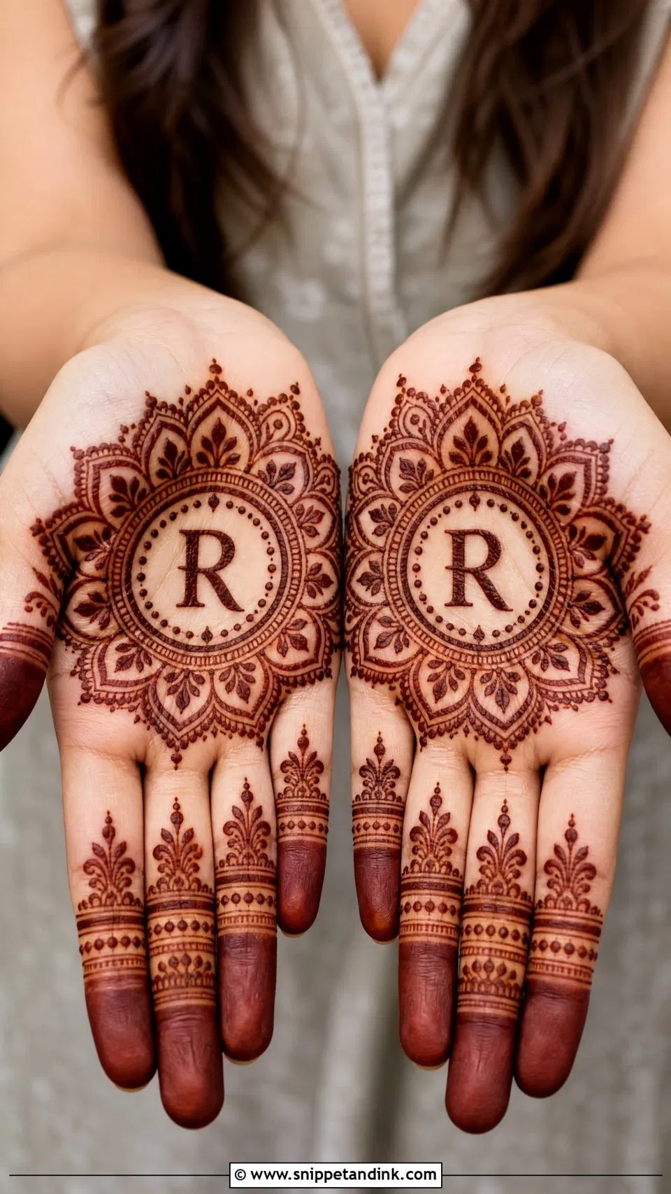 Arabic Bridal Back Hand Mehndi Design with Hidden Name