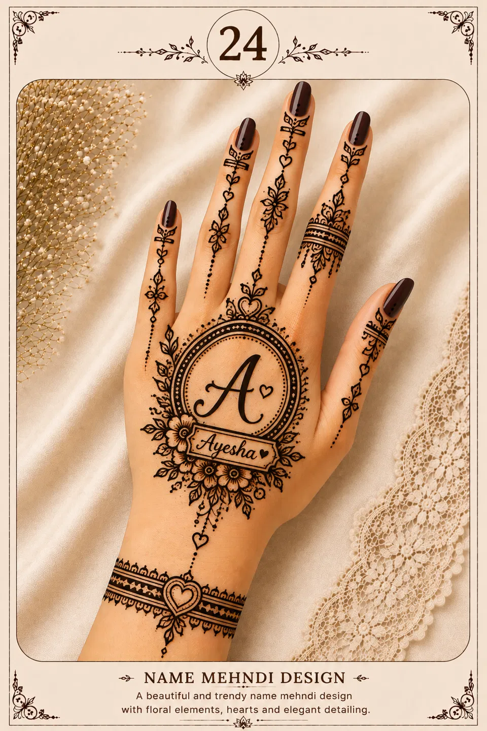 Bridal Mehndi Design with Hidden Name