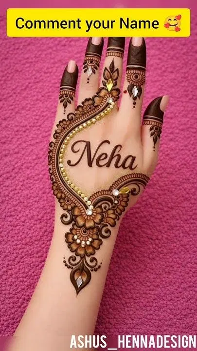 simple name foot mehndi design