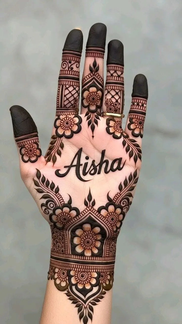 Arabic Mehndi Design with Hidden Name