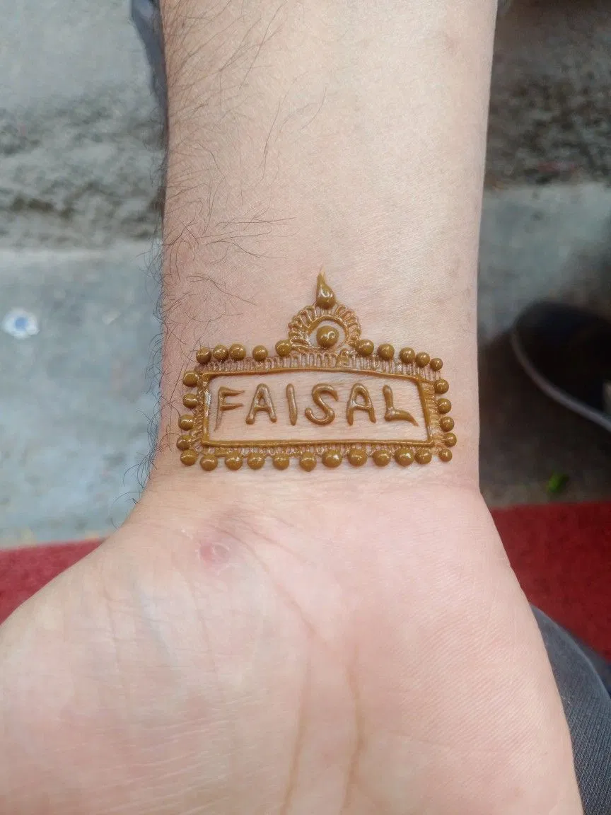 Full Hand Mehndi Design with Deity and Hidden Name