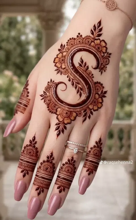 arabic bridal name finger mehndi design