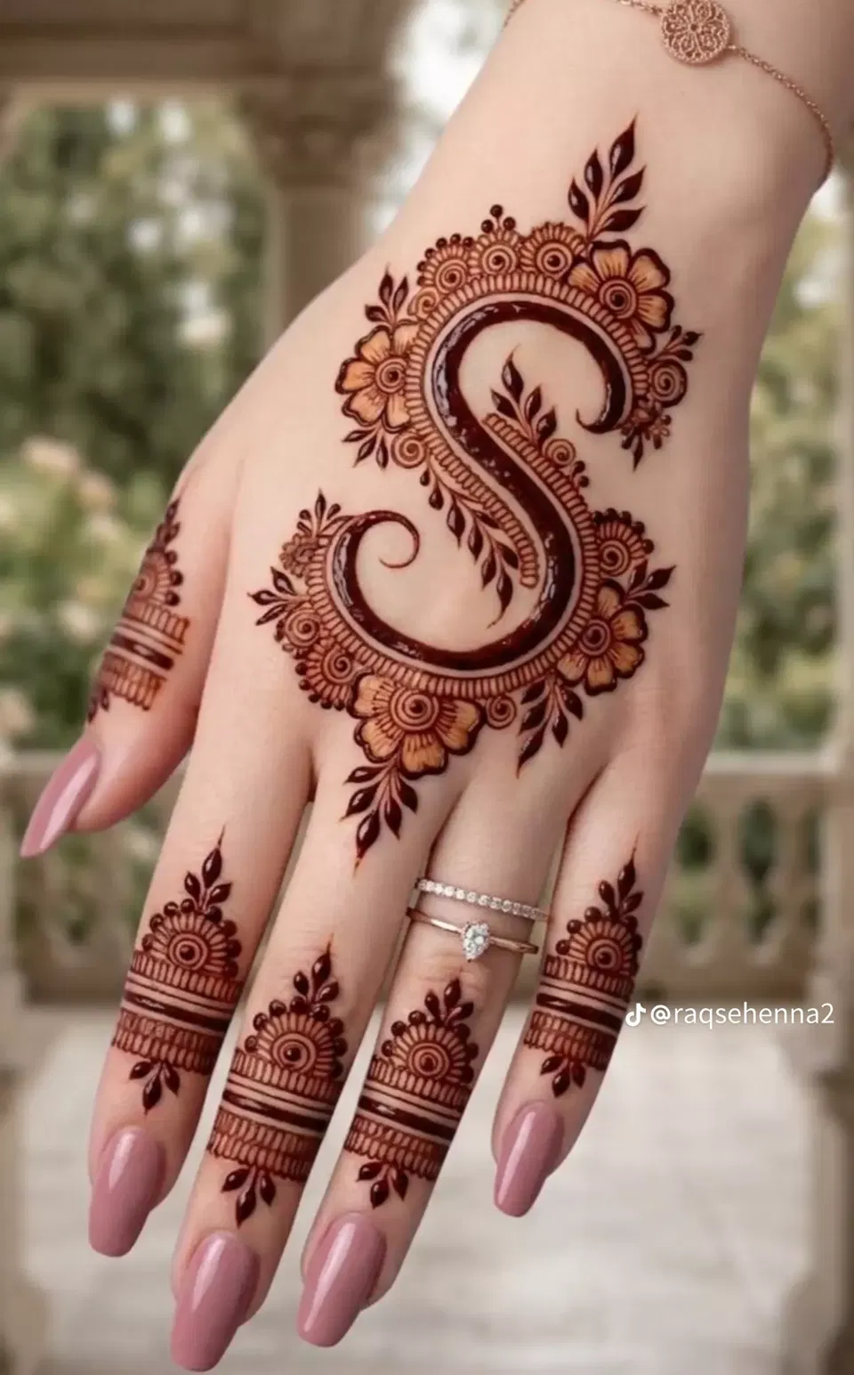 Arabic Bridal Finger Mehndi Design with Hidden Name