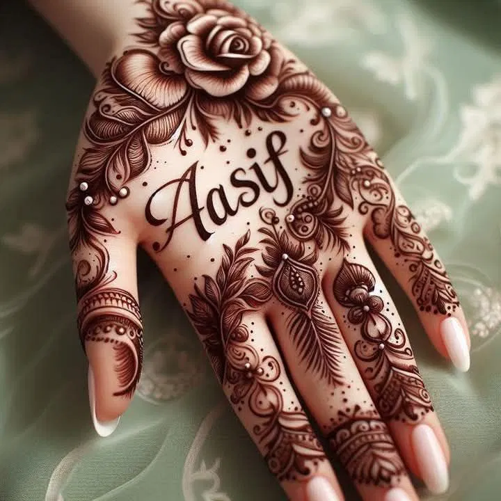 Arabic Bridal Full Hand Mehndi Design with Hidden Name
